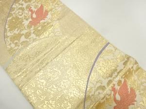 地紙に鳳凰・唐花模様織出し袋帯